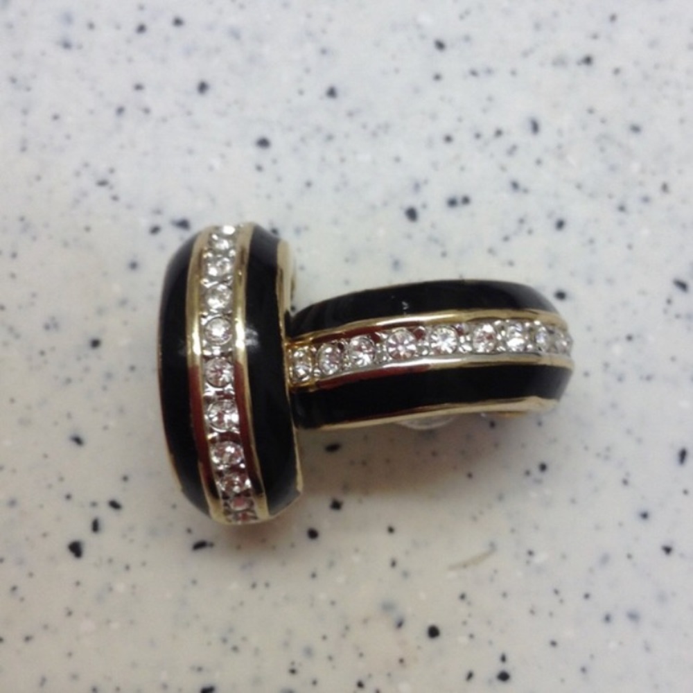 BJ Rhinestone Enamel Half Circle Earrings